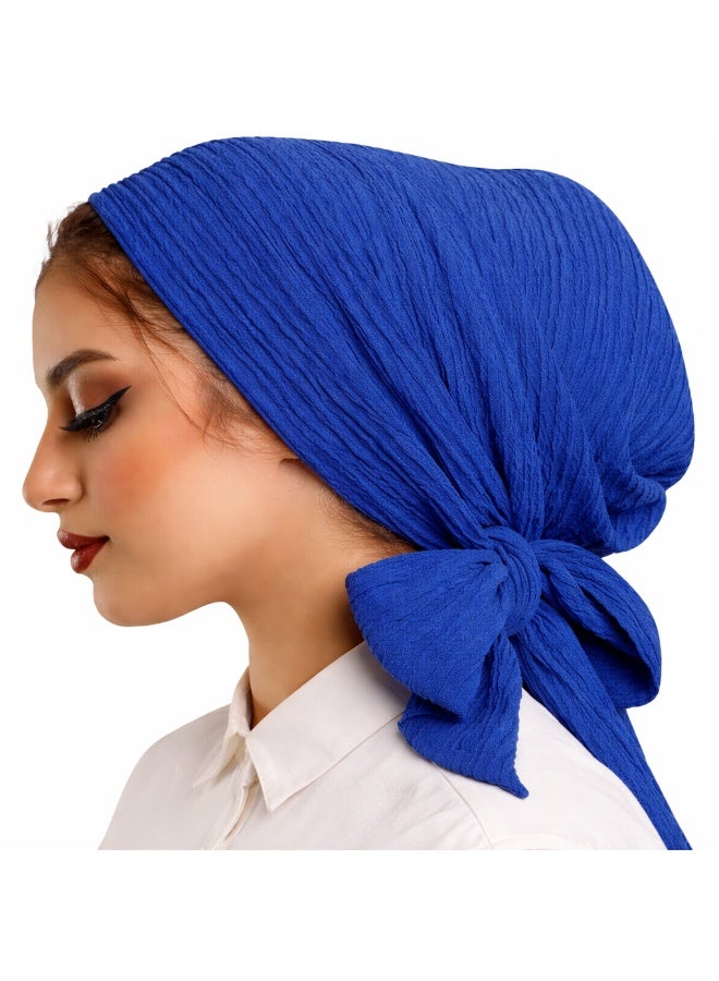 Women's Pleated Turban - Comfortable, Sweat-Wicking Fabric - Blue - Image 1